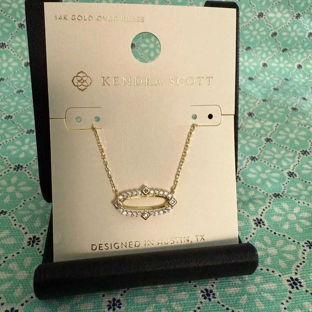 Kendra Scott Whimsy Gold and Crystal Necklace CZ - Picture 2 of 4